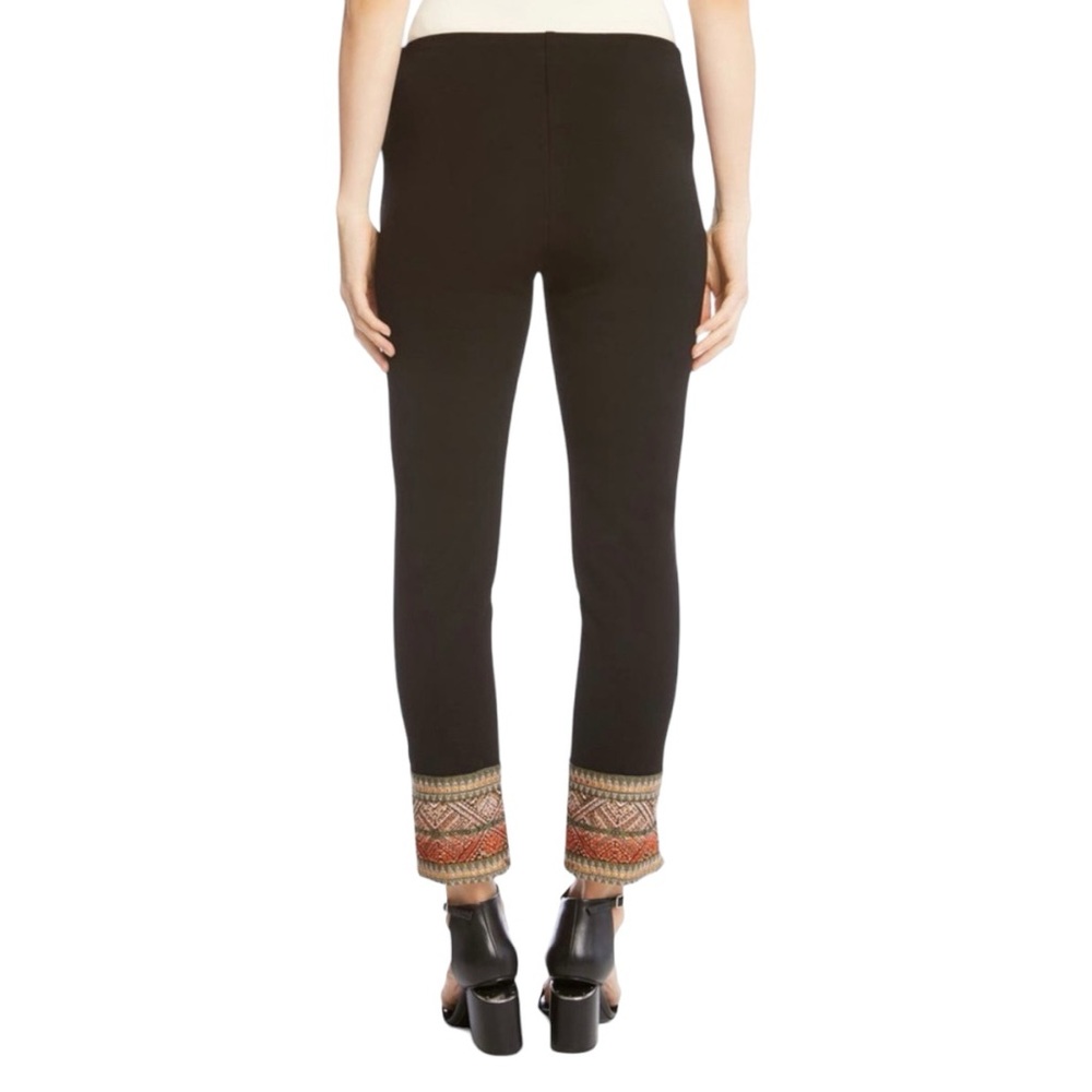 NWOT Karen Kane Black Piper Ribbon Border Ankle Pants - Size M Pull on Style - Picture 2 of 15